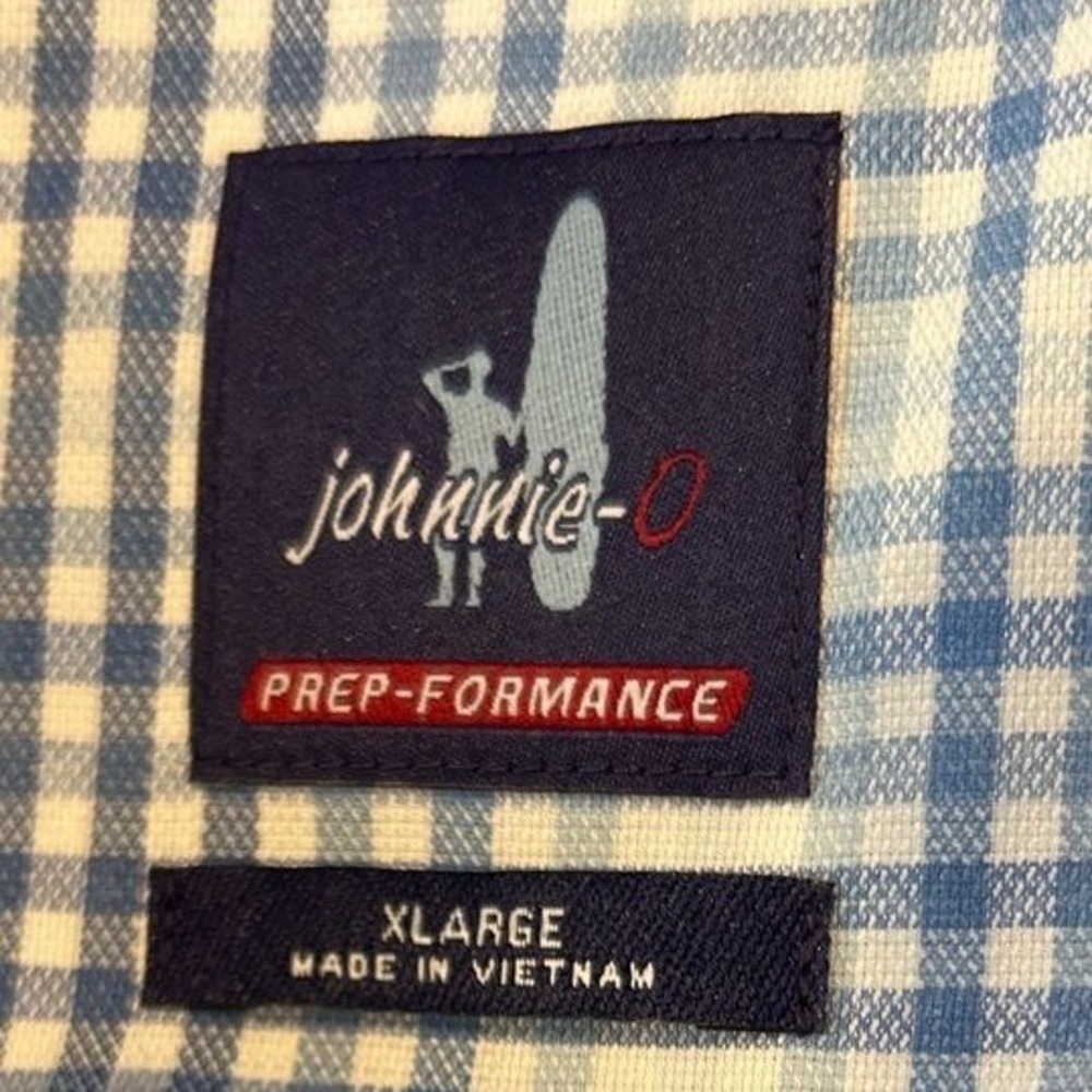 Johnnie-O Prep-Formance Shirt XL Mens Blue Plaid Long Sleeve Button Down Pocket - Picture 4 of 4